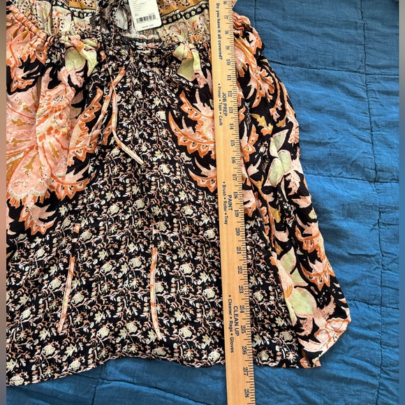 Free People Off-Shoulder Floral Mini Dress - Black, Cream, Orange - Picture 8 of 9